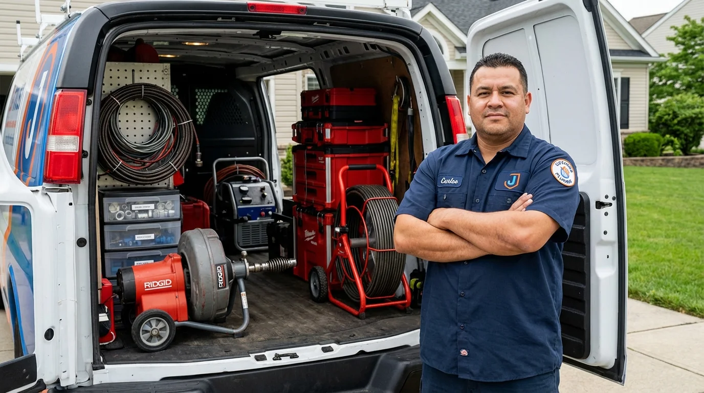 Professional drain cleaning equipment and Johns Plumbing LLC plumber in Newaygo