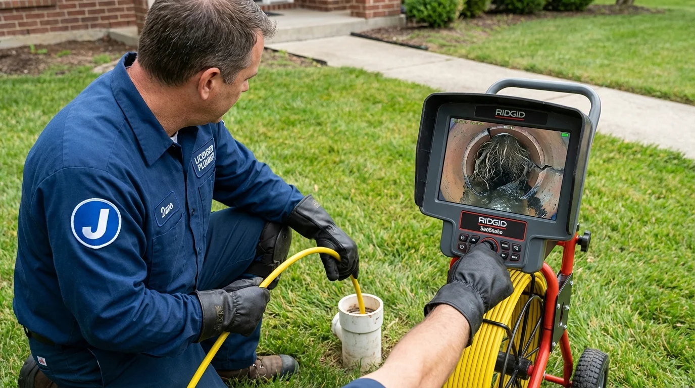Sewer camera inspection being performed by Johns Plumbing LLC in Newaygo